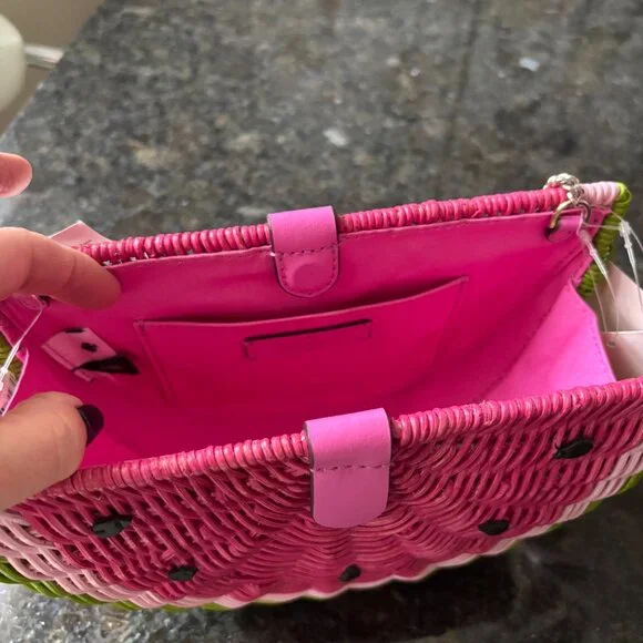 NWT Kate Spade Watermelon Picnic Perfect Crossbody Wicker bag purse - Picture 4 of 9